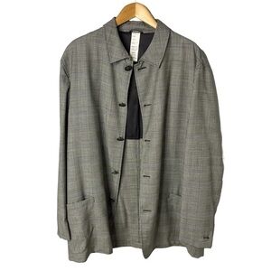 Gianni Versace Plaid Button Front Jacker Black and White Size 54 (XXL) Vintage